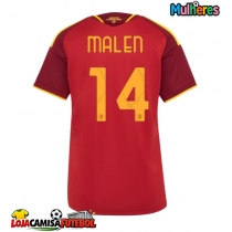 Camisa de Futebol AS Roma Donyell Malen #14 Equipamento Principal Mulheres 2026-27 Manga Curta